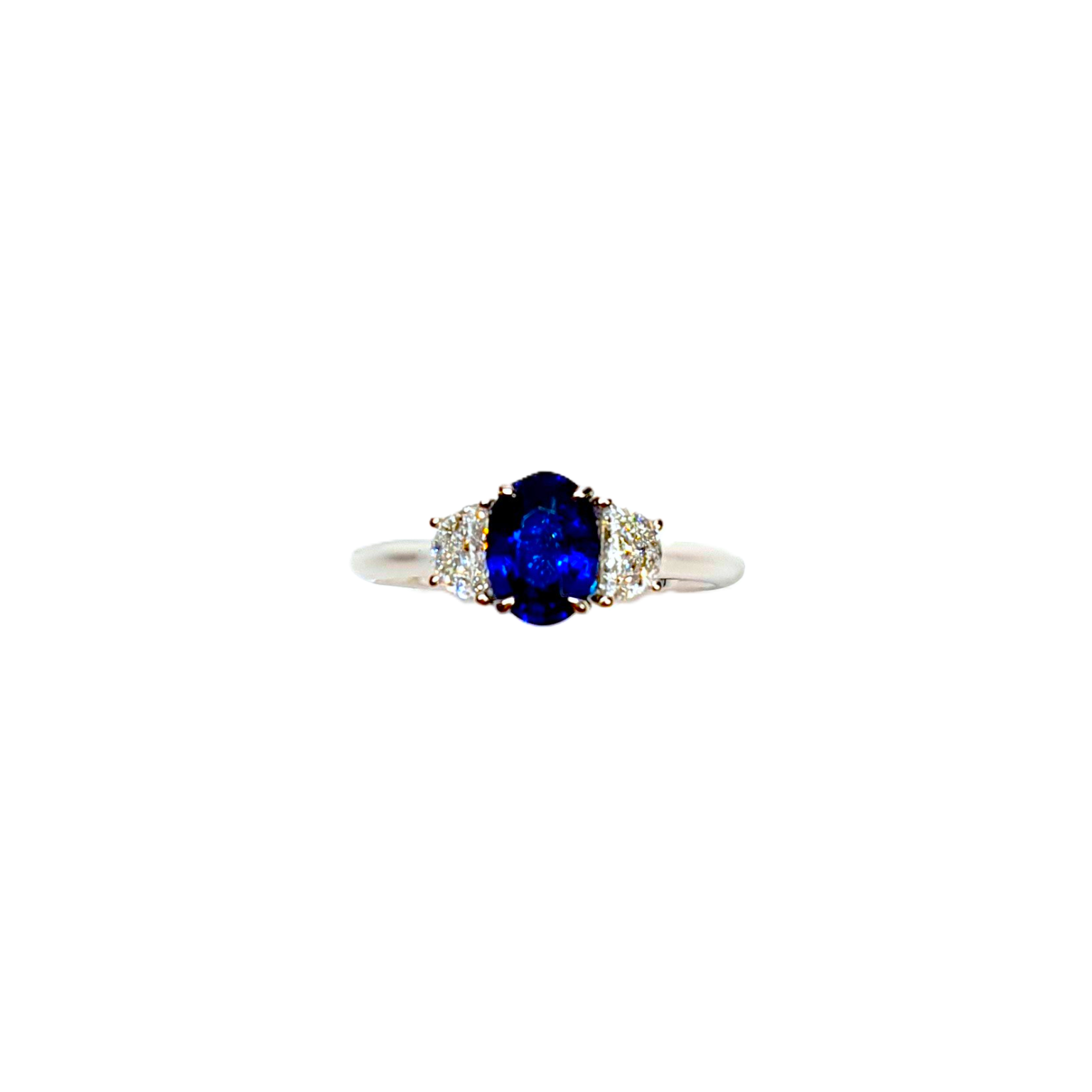 Sapphire & Diamonds Three Stone Ring