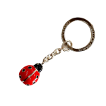 Handmade 925 Silver red and black enamel ladybird key fob made by Deakin and Francis.