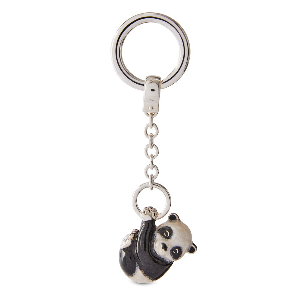 Genuine hallmarked silver Panda Bear key Fob with black and white enamel KF00051.