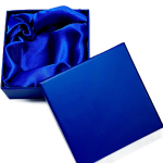 Blue gift box with blue silk lining.