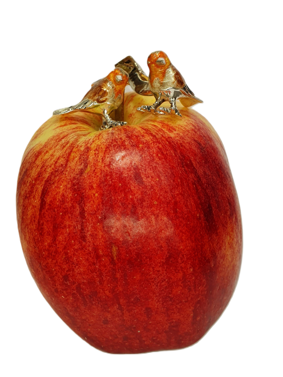 Italian-made hallmarked silver enamelled Robin Redbreast cufflinks CK00331.