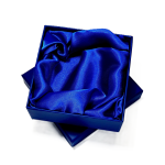 Blue gift box with blue silk lining.