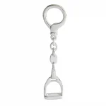Genuine sterling silver horse stirrup keyring fob with a highly polished finish.
