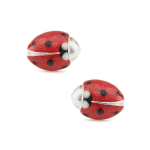 Sterling silver Saturno red & black enamelled ladybird cufflinks CK00329.