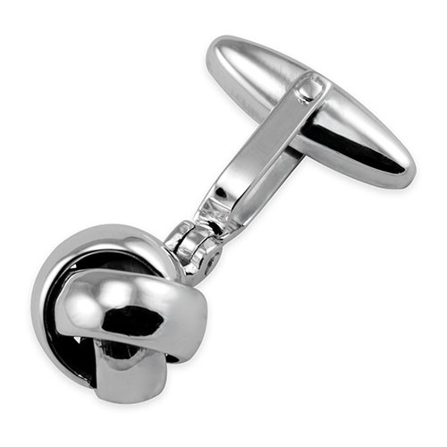 Classic knot design cufflinks in sterling silver, featuring a secure swivel back for a refined look.