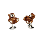 Teddy bear cufflinks from Deakin & Francis in hallmarked silver with curved oval sprung backs.