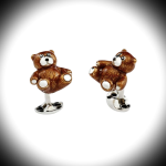 Teddy bear cufflinks from Deakin & Francis in hallmarked silver with curved oval sprung backs.