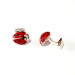Sterling silver red & black enamelled ladybird cufflinks CK00329.