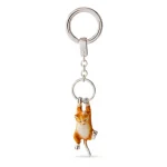 Hallmarked 925 silver pussy cat key fob or handbag charm swinging from a ring.