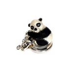 Saturno silver enamelled hanging Panda keyring KF00051.