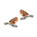 Italian-made hallmarked silver enamelled Robin Redbreast cufflinks CK00331.