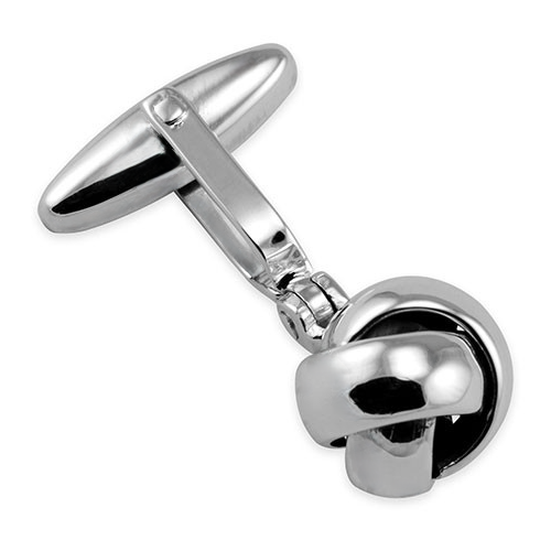 Sterling silver knot cufflinks with a polished finish, handmade for timeless style and elegance.