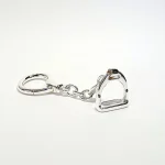 Genuine sterling silver horse stirrup keyring fob with a highly polished finish.