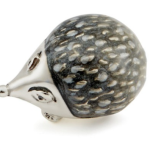 Close-up of Sterling Silver & Enamel Hedgehog Cufflinks showing enamel texture and handcrafted detail.