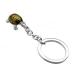 Hallmarked sterling silver tortoise keychain with brown enamel and real blue sapphire eyes KF00060.