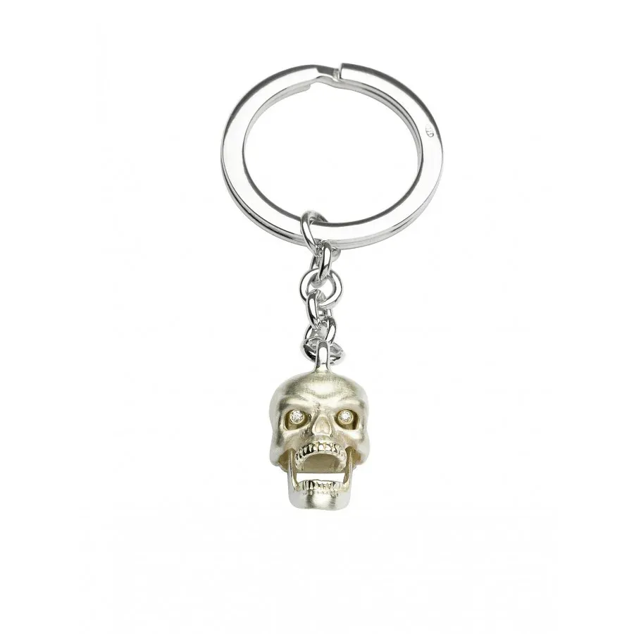 Sterling Skull Keyring with diamond eyes