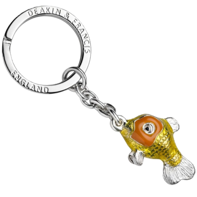 Vitreous enamel goldfish made by Deakin & Francis in 925 Real Silver.