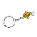 This sterling silver goldfish keyring is enamelled with gold and orange vitreous enamel for a stunning, vibrant look.