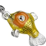 Close-up picture of Deakin & Francis enamel goldfish keyring or handbag charm.