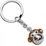 Hallmarked sterling silver enamelled monkey head keychain by a renowned British silversmith, Deakin& Frances.