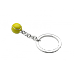 Hallmarked silver enamel tennis ball keychain fob.