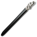 “Sterling Silver Dog Head Letter Opener photographed on a clean white background, showcasing its lifelike cast silver detail and sleek acrylic blade.”
