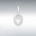 Stylishly presented Sacred Heart Necklace placed on grey background, contrasting tone accentuates the gold’s subtle brilliance.