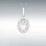 Stylishly presented Sacred Heart Necklace placed on grey background, contrasting tone accentuates the gold’s subtle brilliance.