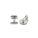 Back of map of the world cufflinks showing torpedo-style fittings in polished sterling silver