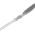 Featherston sterling silver feather letter opener positioned left-facing, displaying the full hallmarked blade and refined feather handle on a pure white background.”