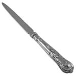 Sterling silver Queen’s letter opener angled toward the top left corner on a clean white background