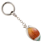Sterling silver Tropical Fish Key Ring facing right against a clean white background, revealing the vibrant enamel work and sculpted tropical fish design.