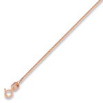 Close‑up of the 9ct rose gold curb chain showing the smooth links and the bolt‑ring clasp in clear detail