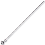 9ct white gold 1.1mm curb chain with bolt‑ring clasp, shown facing left on a white background