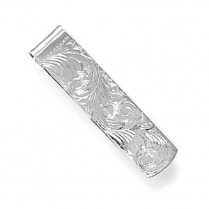 Scroll Engraved Silver Money Clip: Stunning sterling silver money clip with beautiful scroll engravings