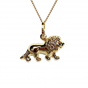 3D 9ct yellow Gold hollow Lion Necklace.