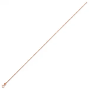 9ct rose gold 1mm curb link chain displayed on a clean white background, showing its fine close‑linked design.