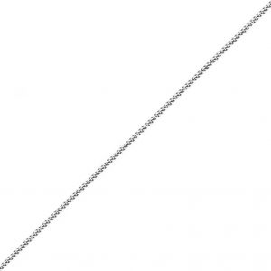 Close-up of 1.2mm diamond-cut curb links in 9ct white gold, displayed on white background without clasp.