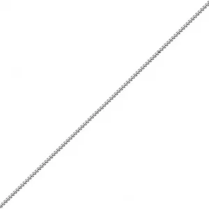 Close-up of 1.2mm diamond-cut curb links in 9ct white gold, displayed on white background without clasp.