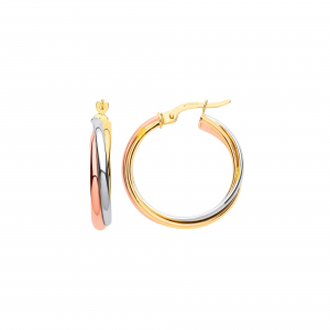 9ct yellow rose and white gold Russian-style round hoop earrings EL00160.