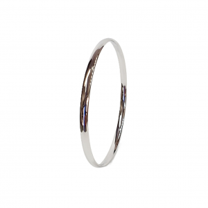 Heavy solid court shape round white gold bangle B00057.