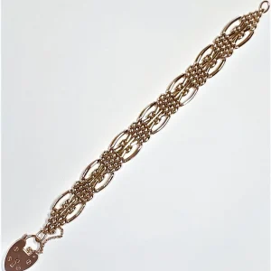 Fancy-Vintage-Rose-Gold-Gate-Bracelet-With-Padlock-Clasp-BLQ00020