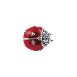 Marcasite-&-Red-Enamelled-Sterling-Silver-Lady-Bird-Brooch-BRS00091