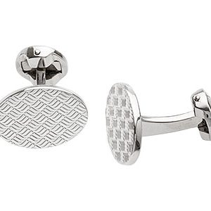 Real-Silver-Cufflinks-Oval-Checker-CK00028