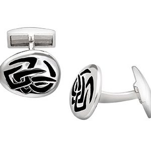 Real-Silver-Cufflinks-Black-Enamel-CK00099