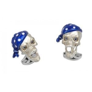 Sterling-Silver-Pirate-Skull-Cufflinks-with-Blue-Bandana-and-Sapphire-Eyes-CK00288