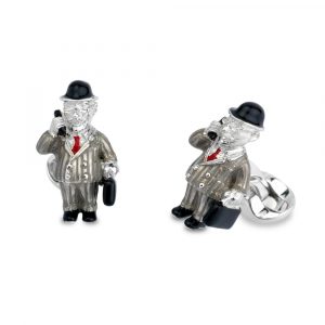 Real-Sterling-Silver-Grey-Enamelled-Suit-&-Red-Tie-Businessman-Cufflink- CK00290