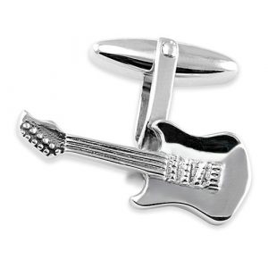 Fender Stratocaster guitar cufflinks handmade in genuine sterling silver.