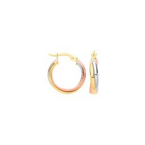 9ct yellow rose and white gold Erdington entwined Russian-style round hoop/Loop earrings EL00161.