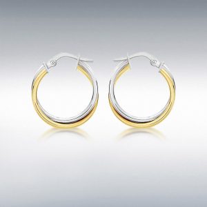 18ct-Yellow-&-White-Gold-Hoop-Earring-EL00149
